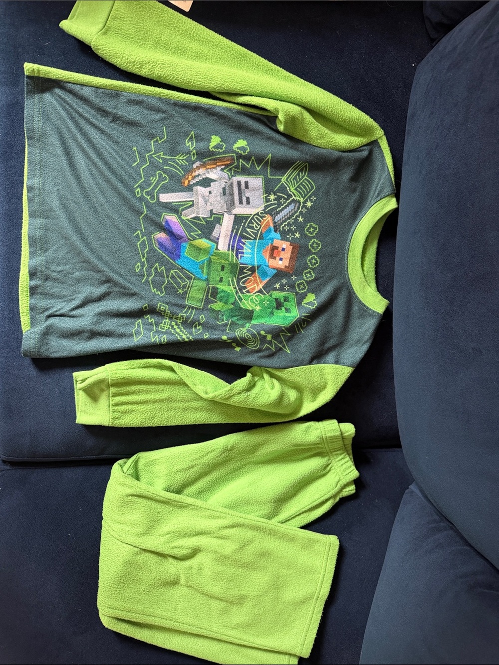 Minecraft Boys Green Fleece Pajama Set